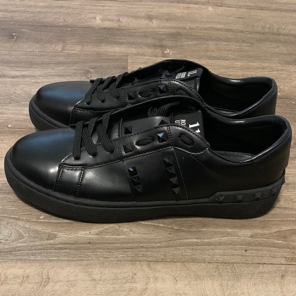 Valentino Garavani Black Studded Sneakers - Picture 2 of 6